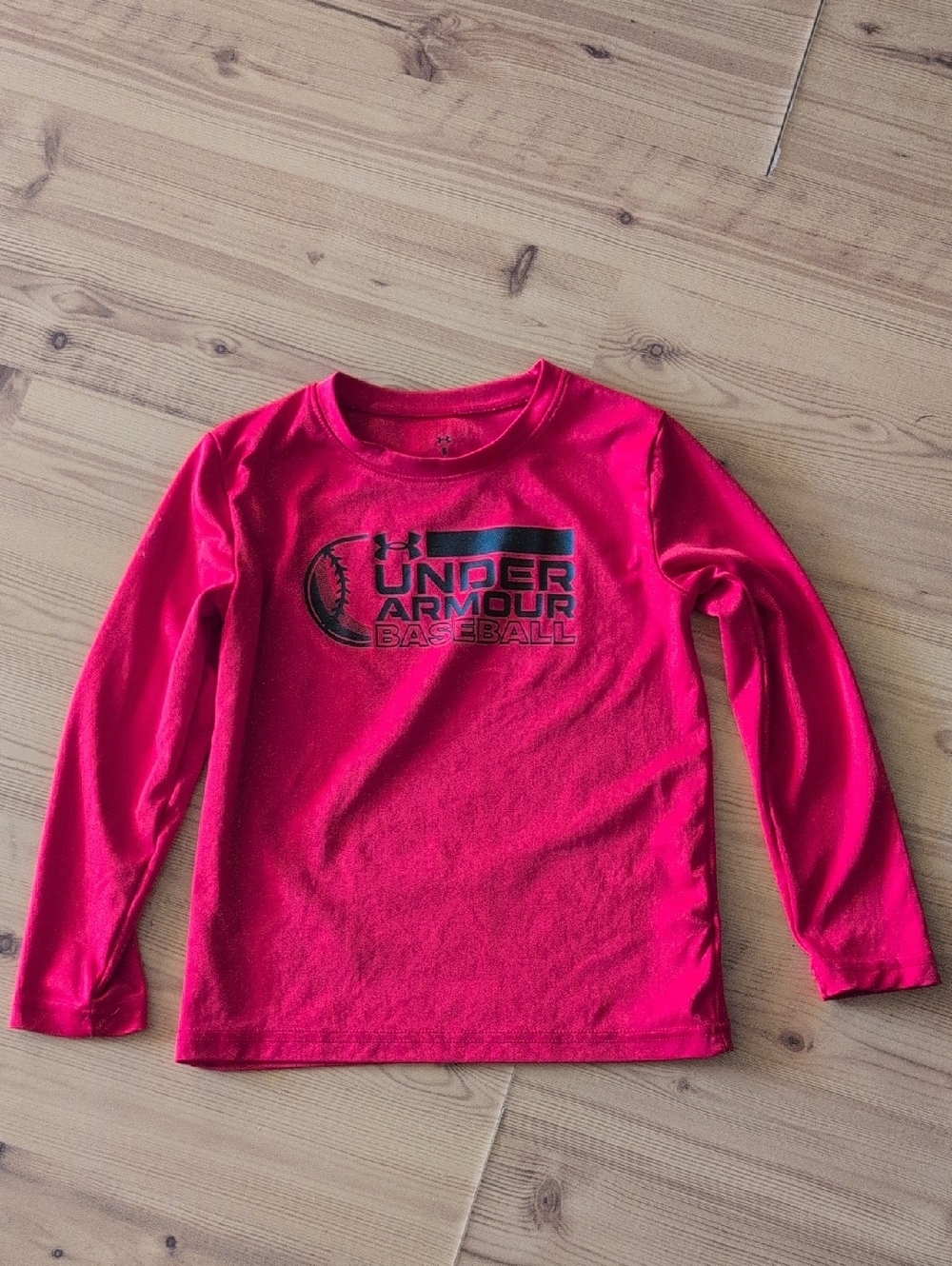 Under Armour Bright Red Long Sleeve Baseball Tee for Kids